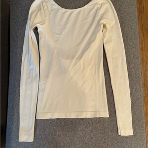 Free People Cream Long Sleeve Fitted Bodysuit